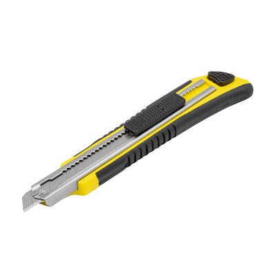 Kniv med Non-Slip gummigreb, 9 mm knivblad, Autolås og magasin med 2 ekstra knivblade